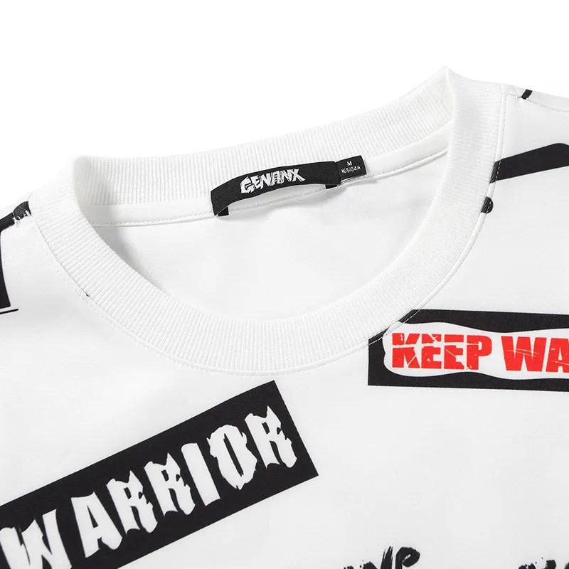 Hip Hop Letter Print Space Cotton T-Shirt