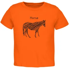 Horse Scribble Drawing Orange Toddler T-Shirt