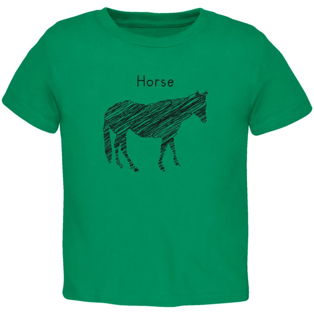 Horse Scribble Drawing Orange Toddler T-Shirt