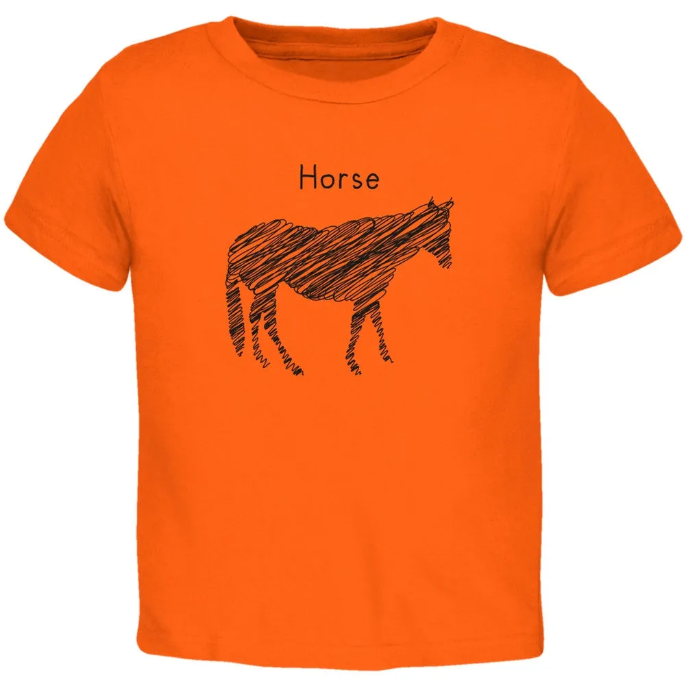 Horse Scribble Drawing Orange Toddler T-Shirt