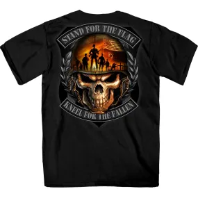 Hot Leathers Men's Stand For The Flag Skull T-Shirt, Black