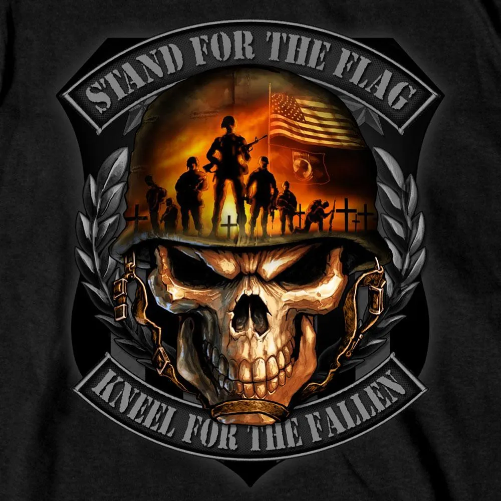 Hot Leathers Men's Stand For The Flag Skull T-Shirt, Black
