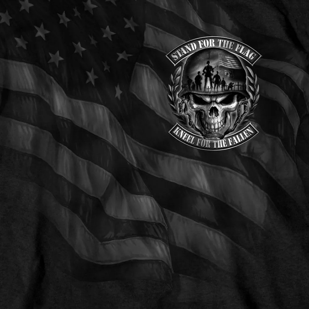 Hot Leathers Men's Stand For The Flag Skull T-Shirt, Black