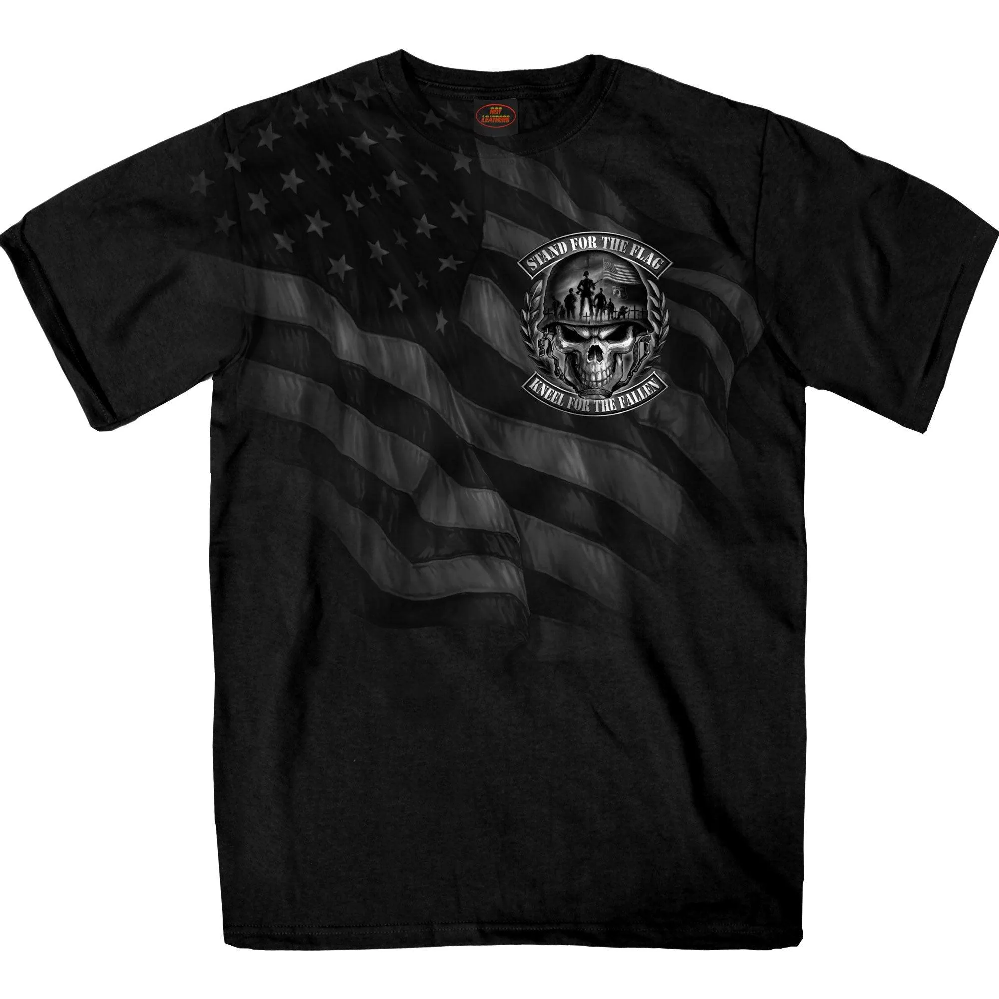 Hot Leathers Men's Stand For The Flag Skull T-Shirt, Black
