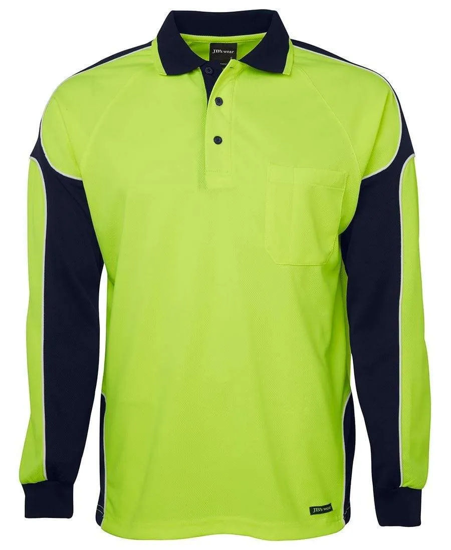 JB'S Hi-Vis Long Sleeve Arm Panel Polo 6AP4L