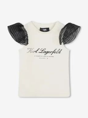 Karl Lagerfeld Girls Logo Print Milano T-Shirt in Multicolour