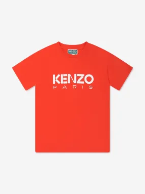 KENZO Boys Organic Cotton Logo T-Shirt in Red