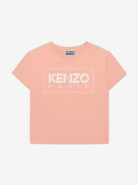 KENZO Girls Logo Print T-Shirt in Pink