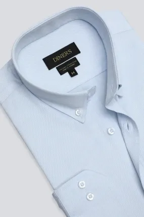 Light Blue Dobby Textured Casual Shirt