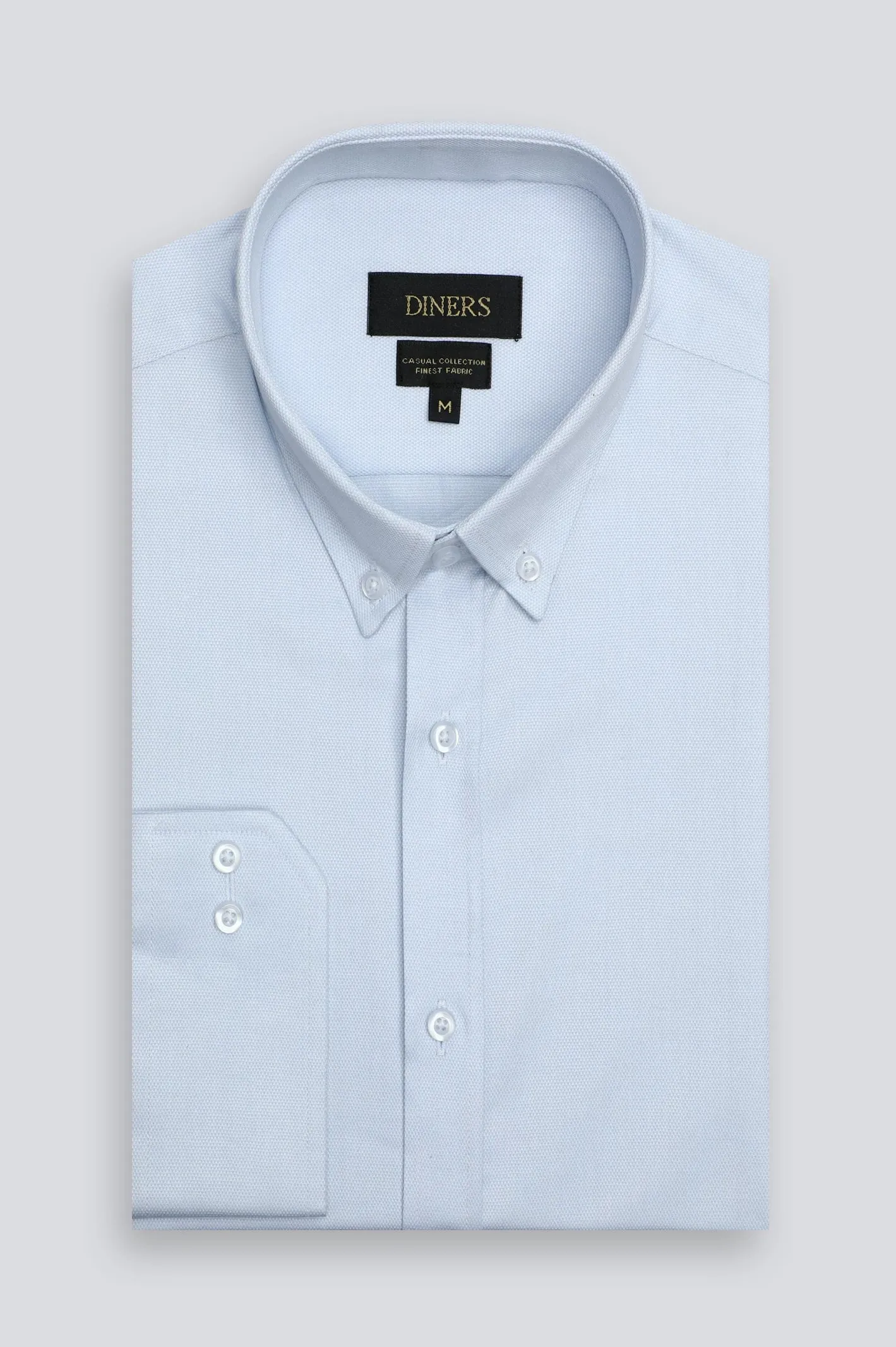 Light Blue Dobby Textured Casual Shirt