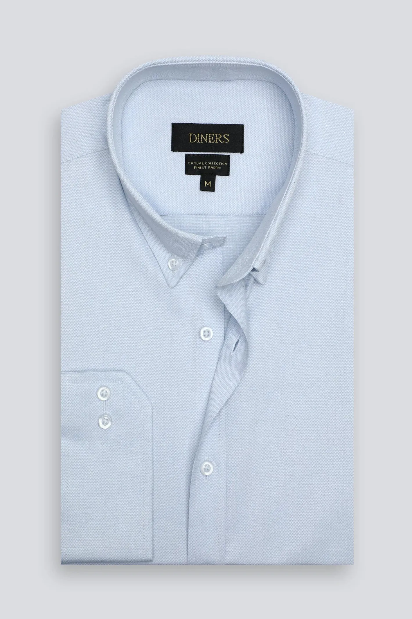 Light Blue Dobby Textured Casual Shirt