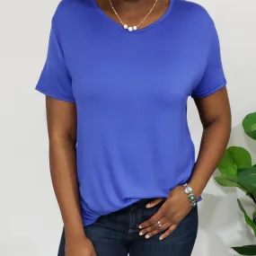 Lori Cobalt Blue V-Neck Buttery Soft T-Shirt