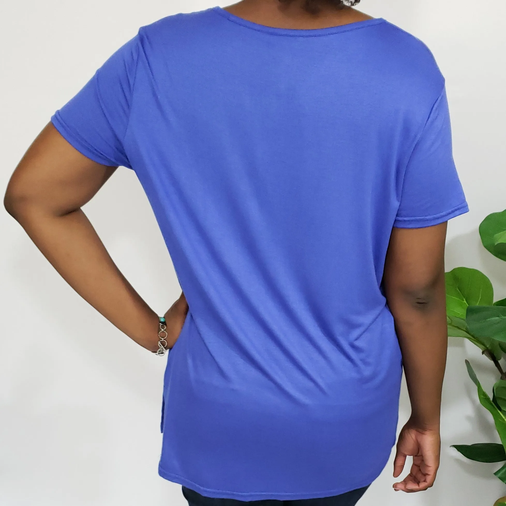 Lori Cobalt Blue V-Neck Buttery Soft T-Shirt