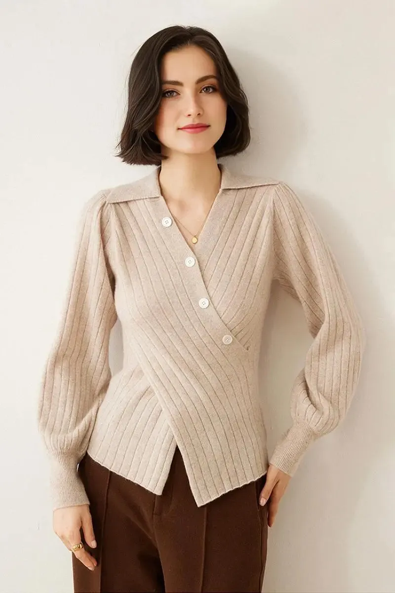 Luxe 100 Cashmere Ribbed V-Neck Sweater