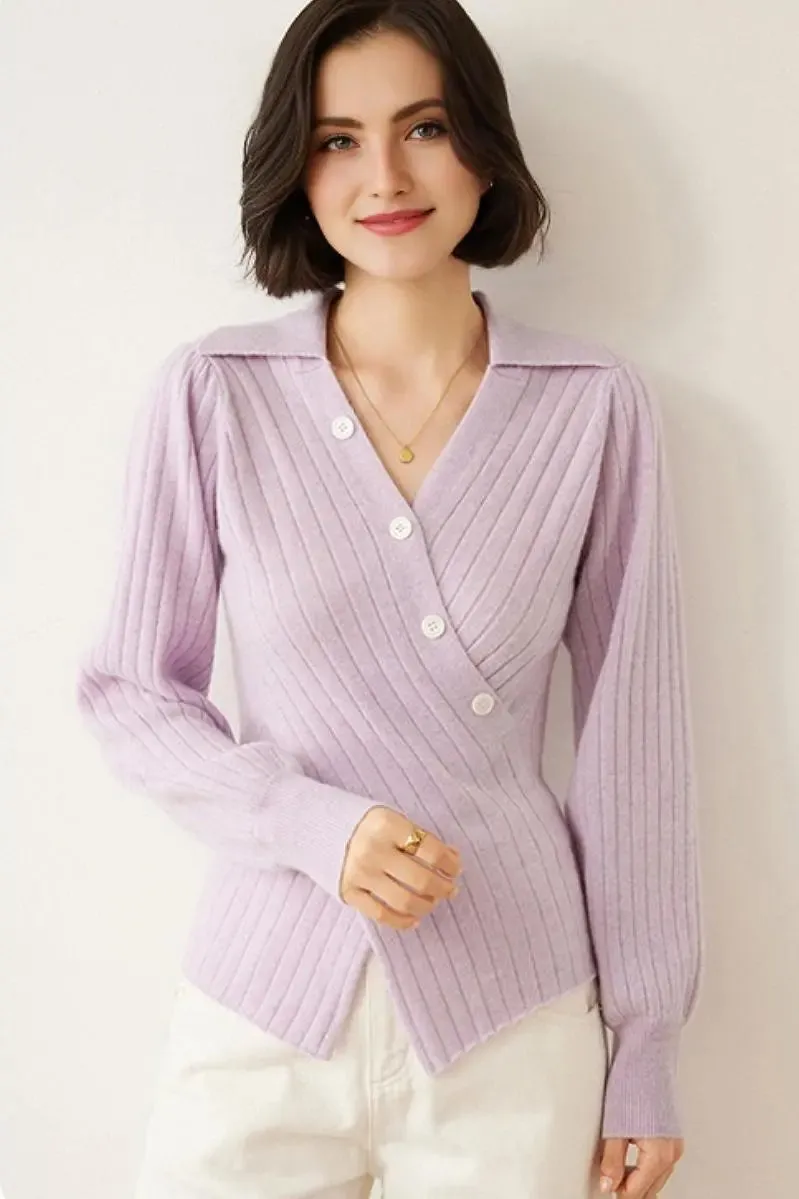 Luxe 100 Cashmere Ribbed V-Neck Sweater