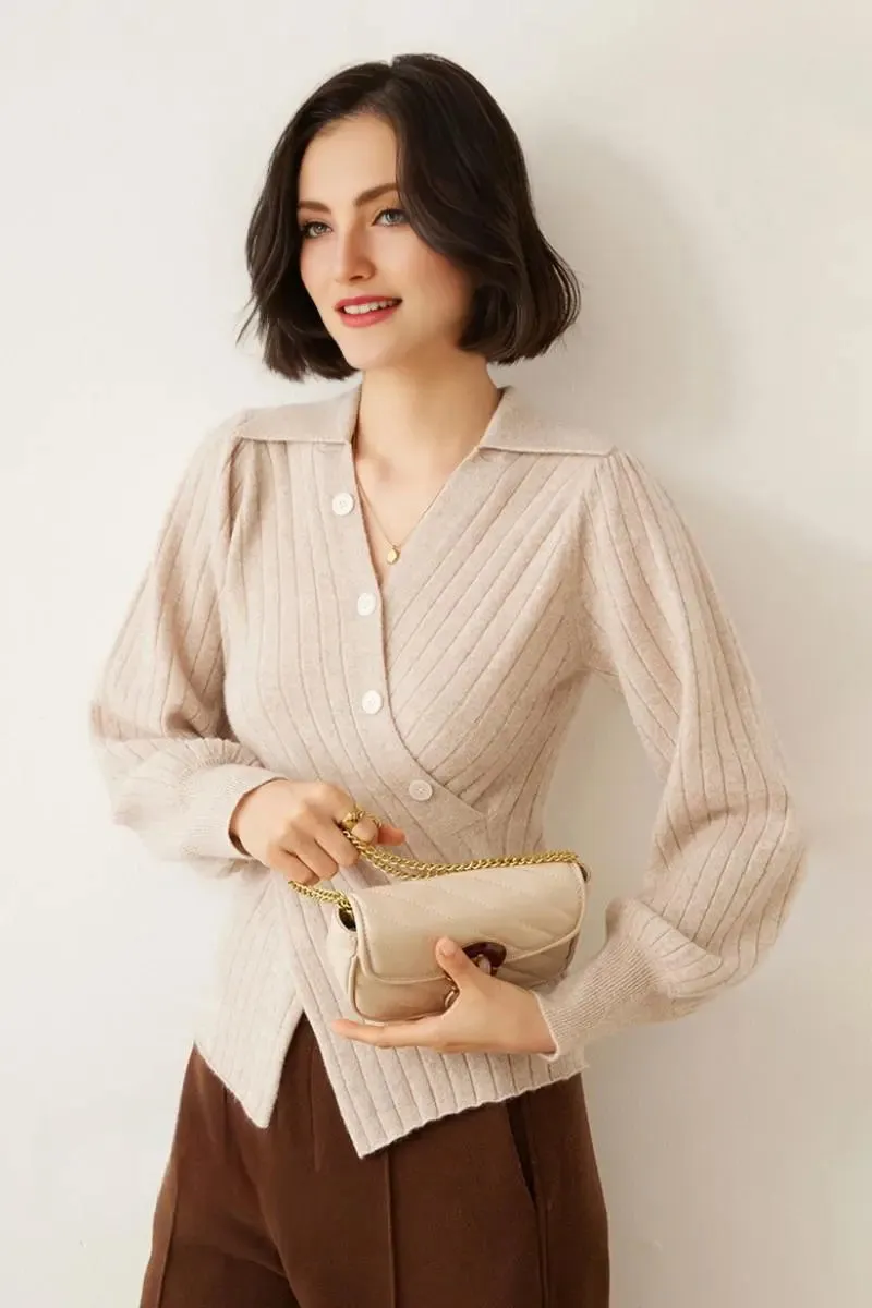 Luxe 100 Cashmere Ribbed V-Neck Sweater