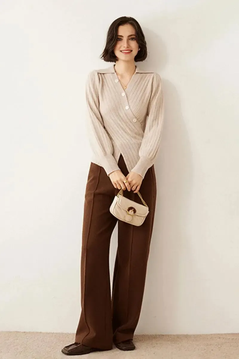 Luxe 100 Cashmere Ribbed V-Neck Sweater