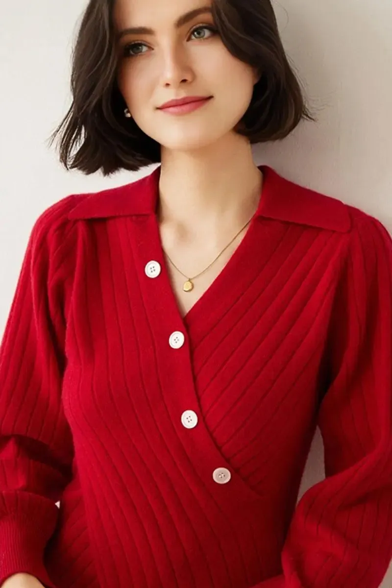 Luxe 100 Cashmere Ribbed V-Neck Sweater