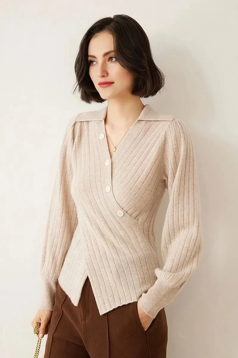 Luxe 100 Cashmere Ribbed V-Neck Sweater