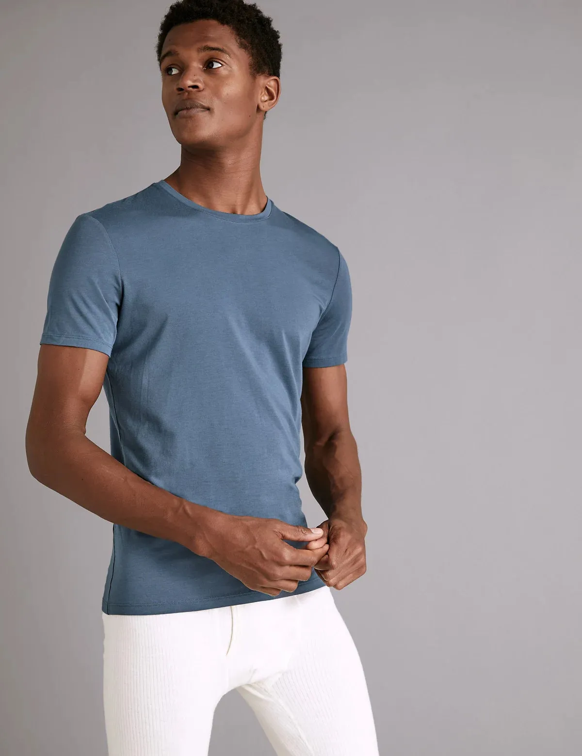 M&S Mens S/S R-Neck Plain T-Shirt T14/1600A