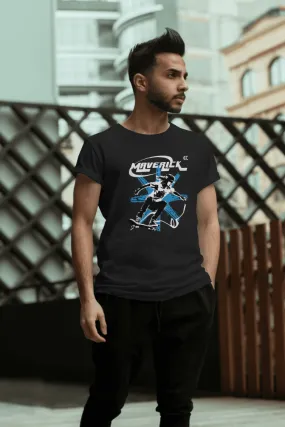 Maverick Skateboarder Black Printed T-shirt for men
