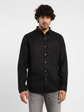 Men's Solid Spread Collar Shirt
