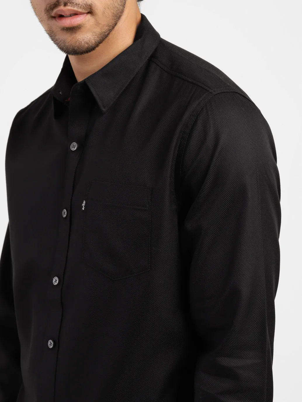 Men's Solid Spread Collar Shirt