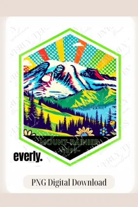Mount Rainier Pop-Art Design PNG Download
