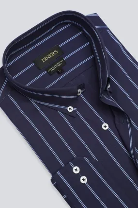 Navy Blue Broad Stripe Casual Shirt