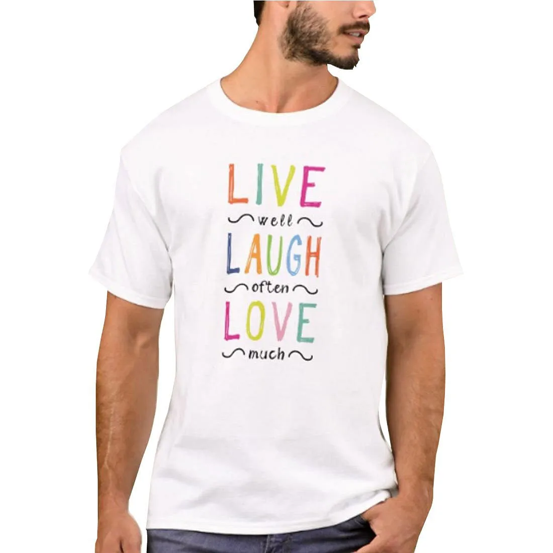 Nutcase Designer Round Neck Men's T-Shirt Wrinkle-Free Poly Cotton Tees - Live Laugh Love