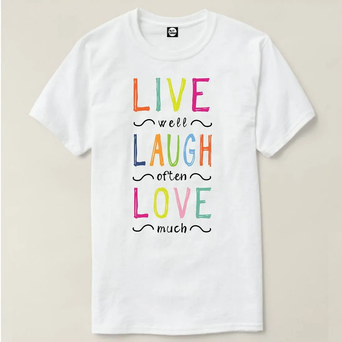 Nutcase Designer Round Neck Men's T-Shirt Wrinkle-Free Poly Cotton Tees - Live Laugh Love