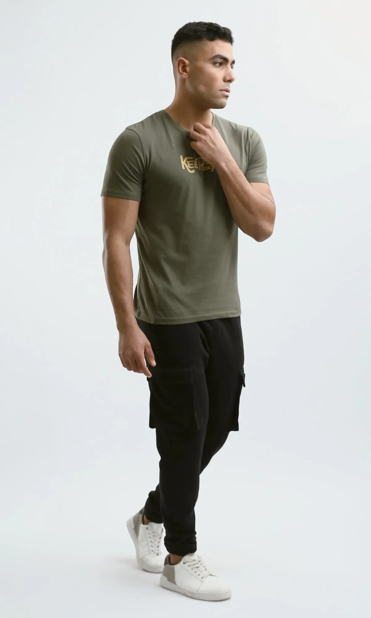 O182900 "Keep Me Wild" Olive Printed Summer Tee
