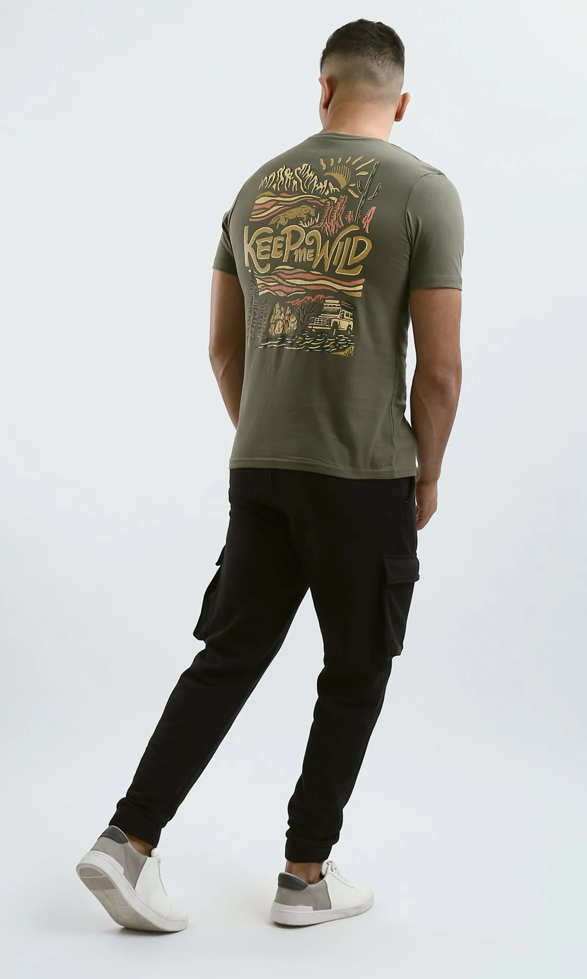 O182900 "Keep Me Wild" Olive Printed Summer Tee
