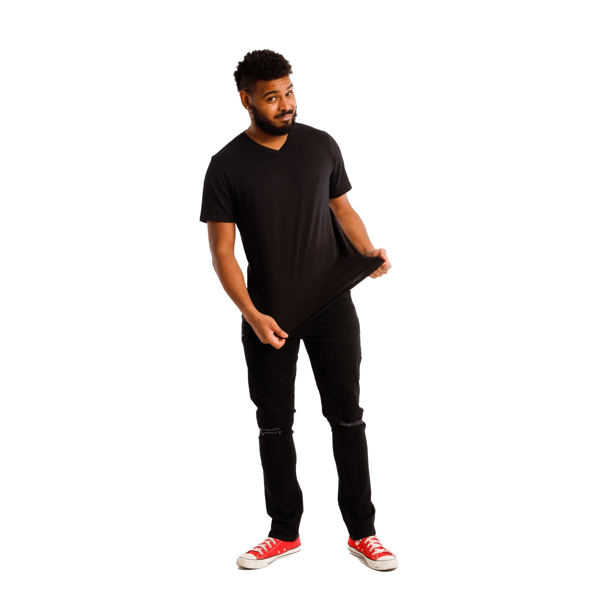 Organic V-Neck T-Shirt / Black