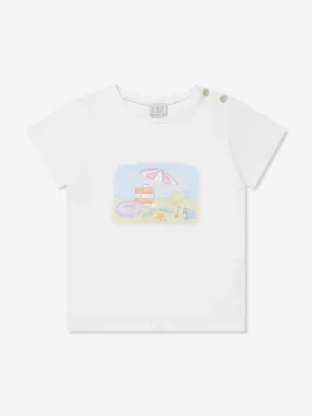Paz Rodriguez Boys Beach Print T-Shirt in White