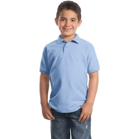 Port Authority Youth Light Blue Silk Touch Polo