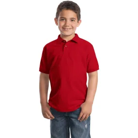 Port Authority Youth Red Silk Touch Polo