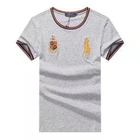 PRL Custom Fit Horseman Logo Designed Cotton T-shirt - Ash