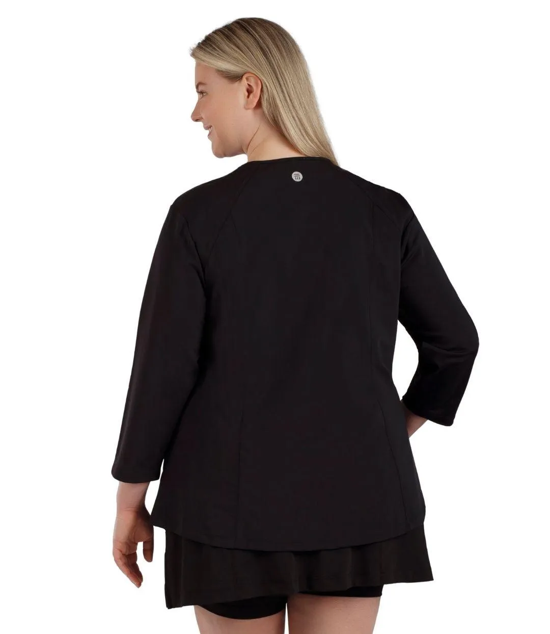 QuikEnergy 3/4 Sleeve Swim and Sun Top Black and Turq - FINAL SALE