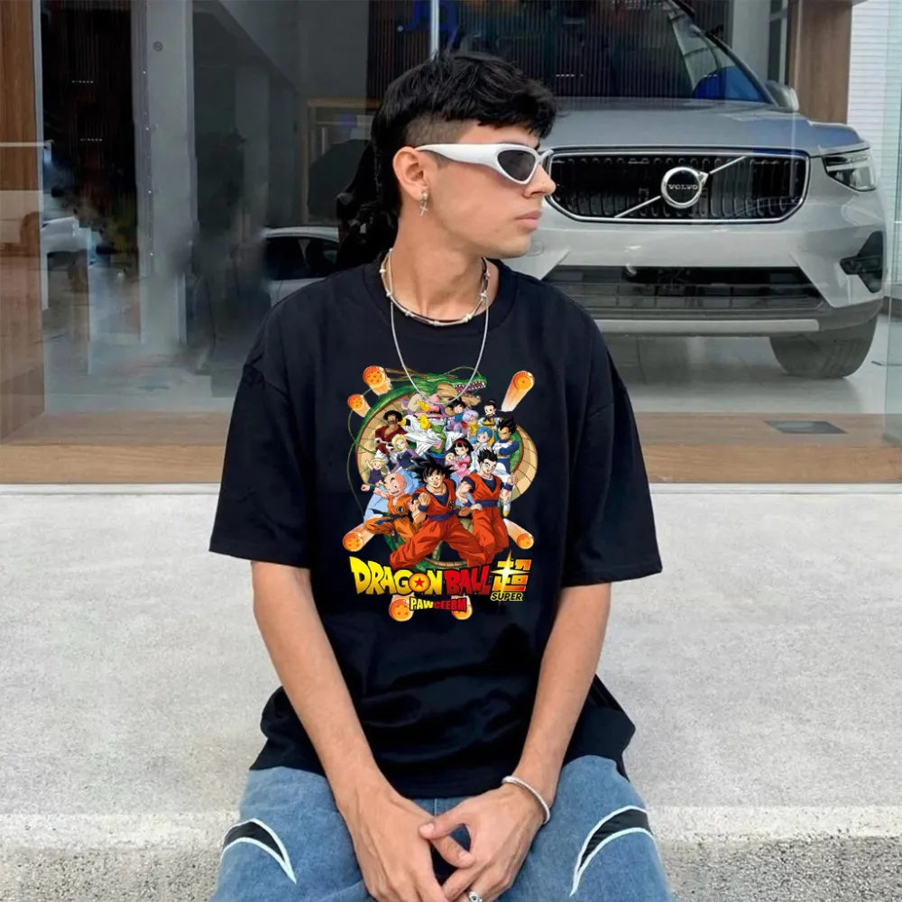 “Retro anime fashion brand Goku family portrait dragon print” T-shirt