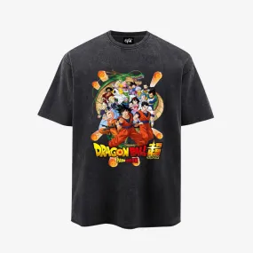 “Retro anime fashion brand Goku family portrait dragon print” T-shirt
