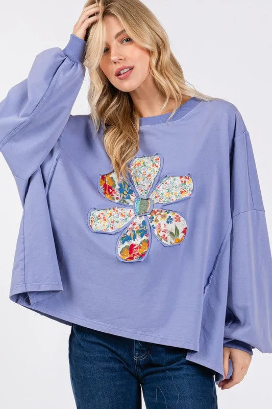 SAGE   FIG Flower Patch Dropped Shoulder Oversize Top