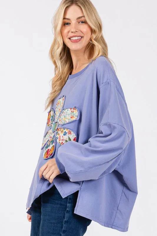 SAGE   FIG Flower Patch Dropped Shoulder Oversize Top
