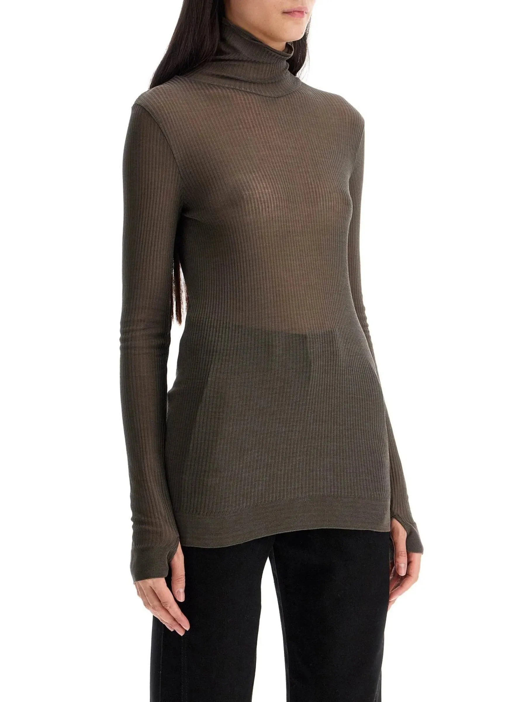 Seamless Ribbed Turtleneck Top