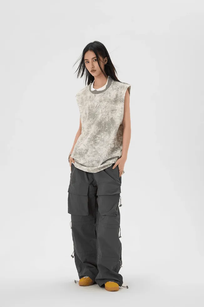 Sleeveless Tee With Camouflage Print Vest