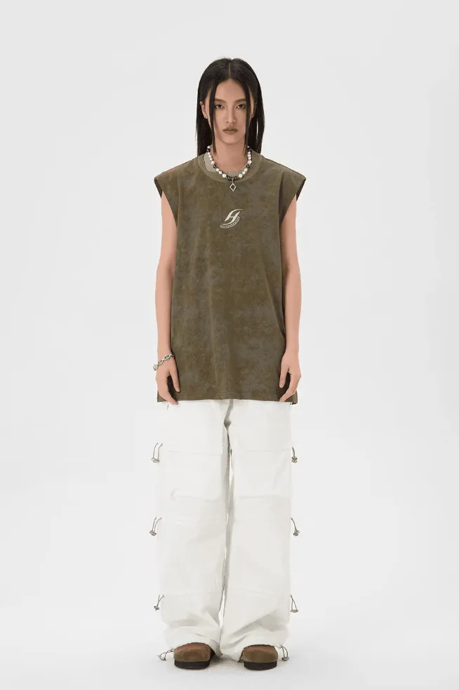 Sleeveless Tee With Camouflage Print Vest