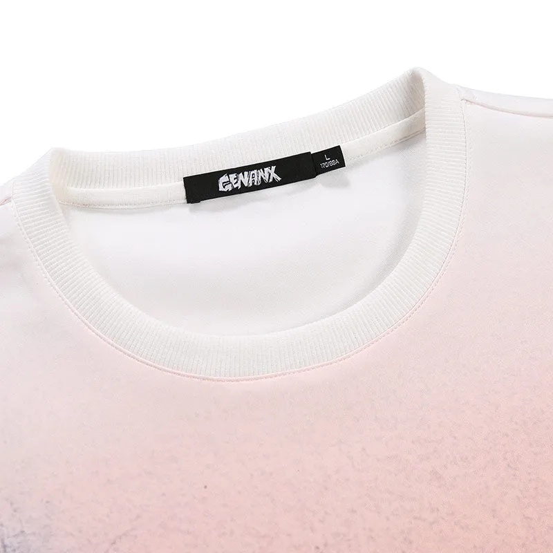Snow Dusk Letter Print Space Cotton T-Shirt