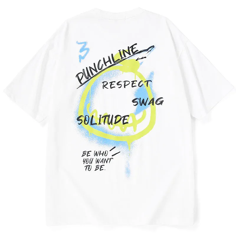 Street Style Letter Print Round Neck T-Shirt