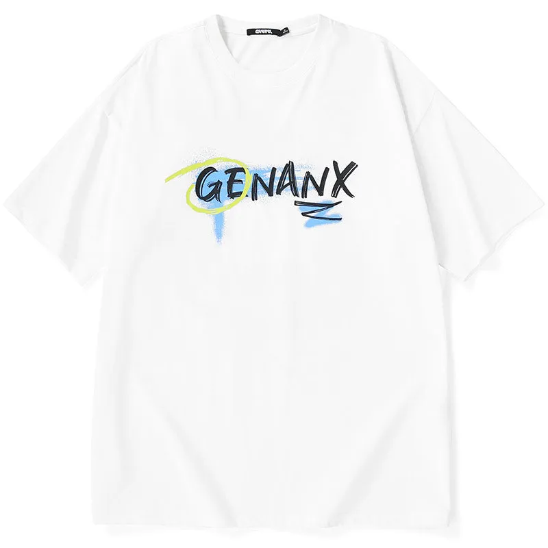 Street Style Letter Print Round Neck T-Shirt