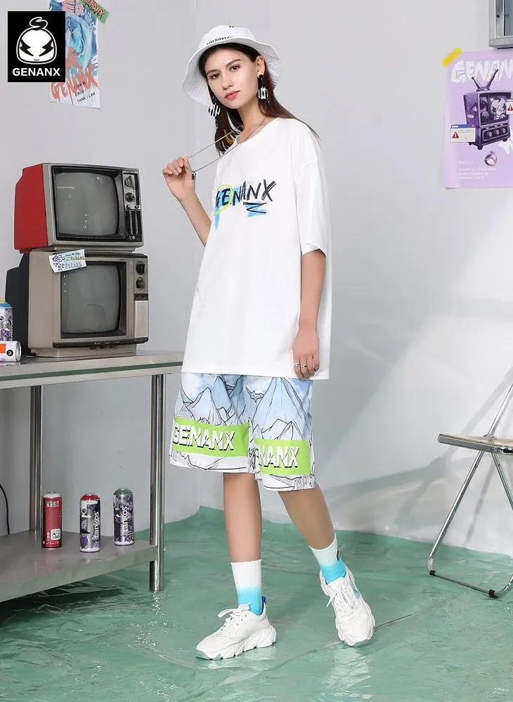 Street Style Letter Print Round Neck T-Shirt